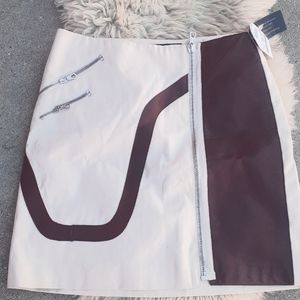 Rag & Bone New York cotton Wine Leather Mini Skirt sz 2 Zip Up Motto Racer W 28"